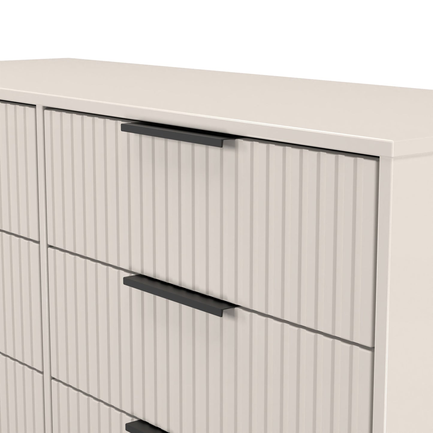 Fluted Large Chest of Drawers Off-White 6 Drawers 115cm
