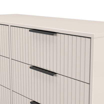 Fluted Large Chest of Drawers Off-White 6 Drawers 115cm