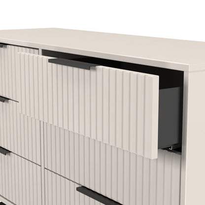 Fluted Large Chest of Drawers Off-White 6 Drawers 115cm