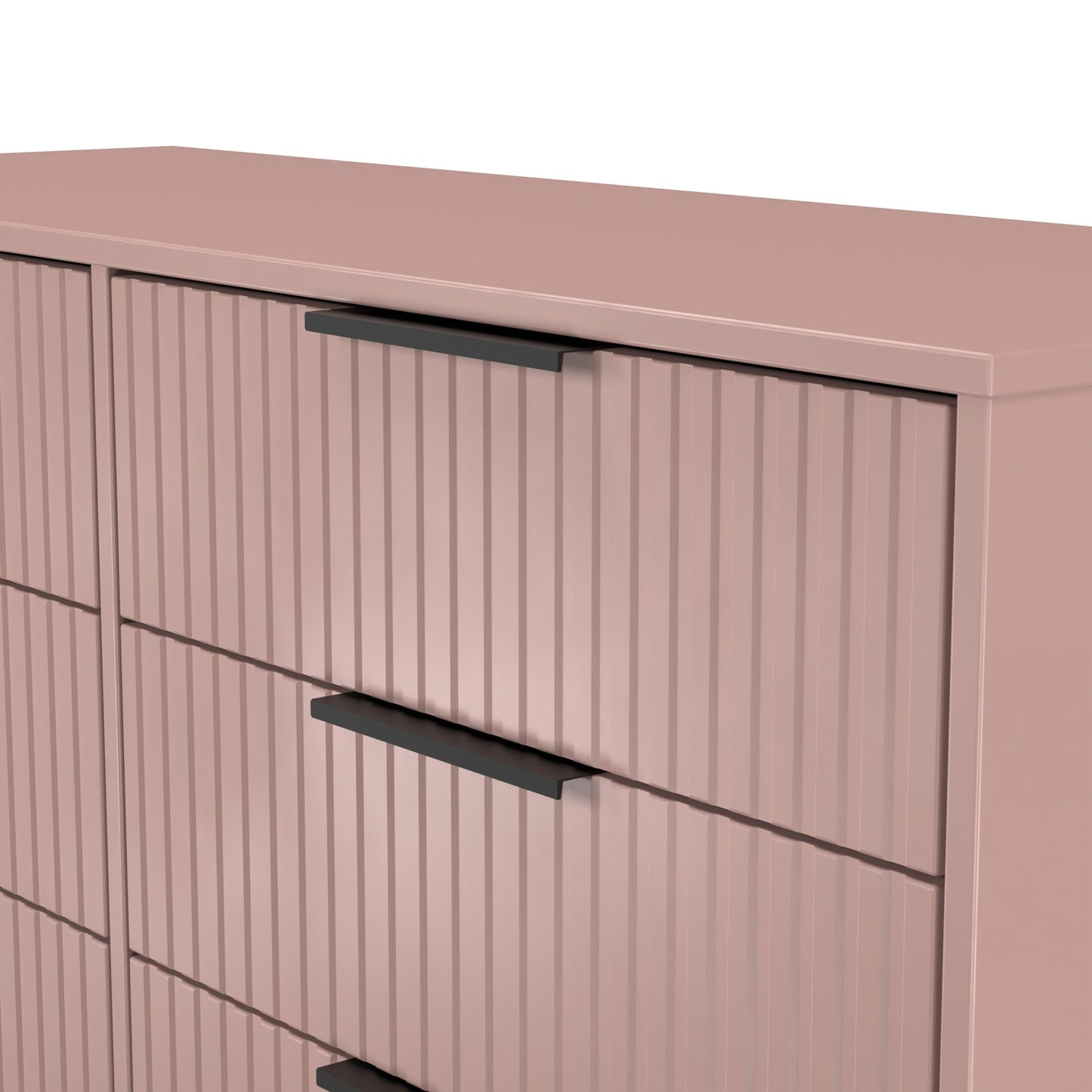 Fluted Large Chest of Drawers Pink 6 Drawers 115cm