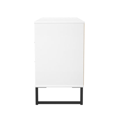Fluted Large Chest of Drawers White 6 Drawers 115cm