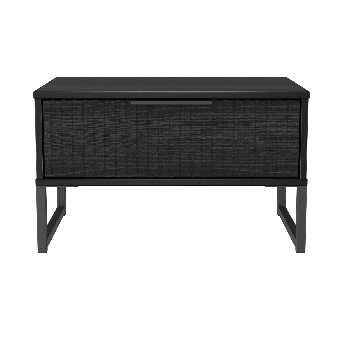 Fluted Side Table Black 1 Drawer 58cm
