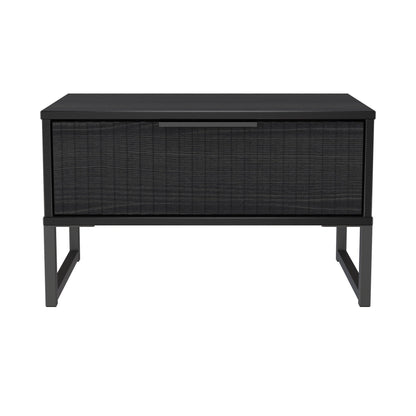 Fluted Side Table Black 1 Drawer 58cm