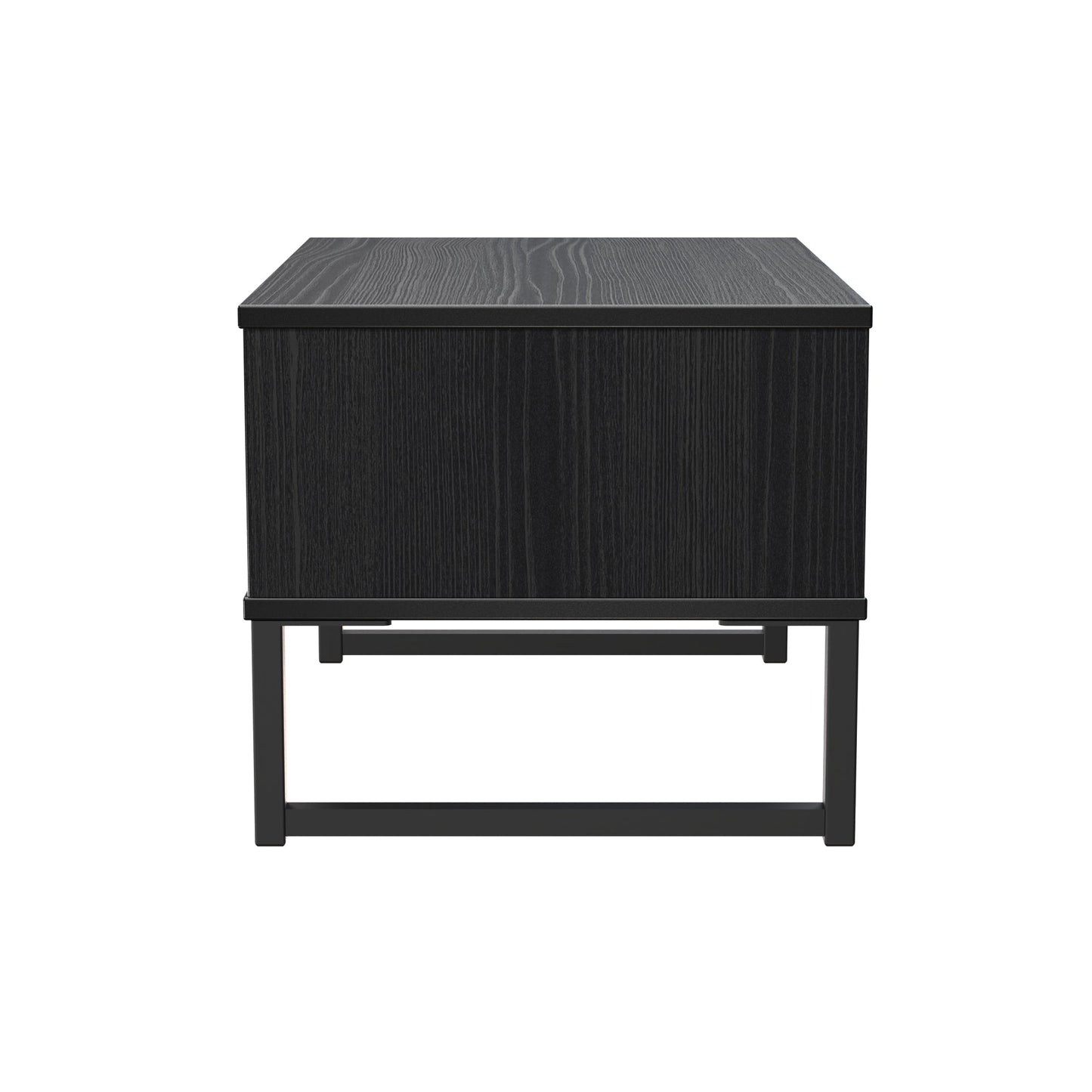 Fluted Side Table Black 1 Drawer 58cm