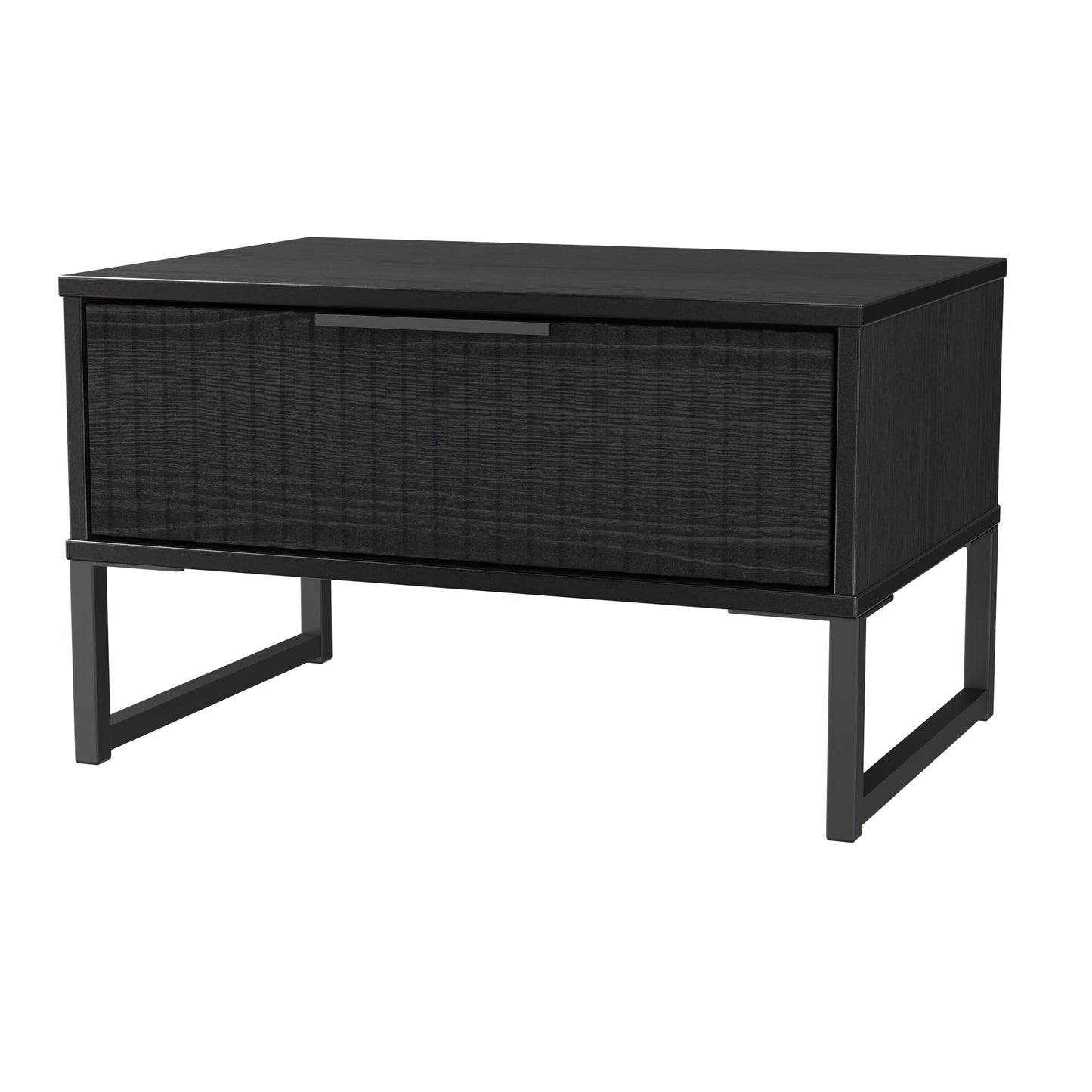 Fluted Side Table Black 1 Drawer 58cm