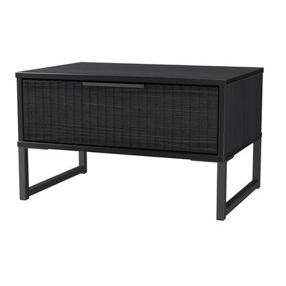 Fluted Side Table Black 1 Drawer 58cm