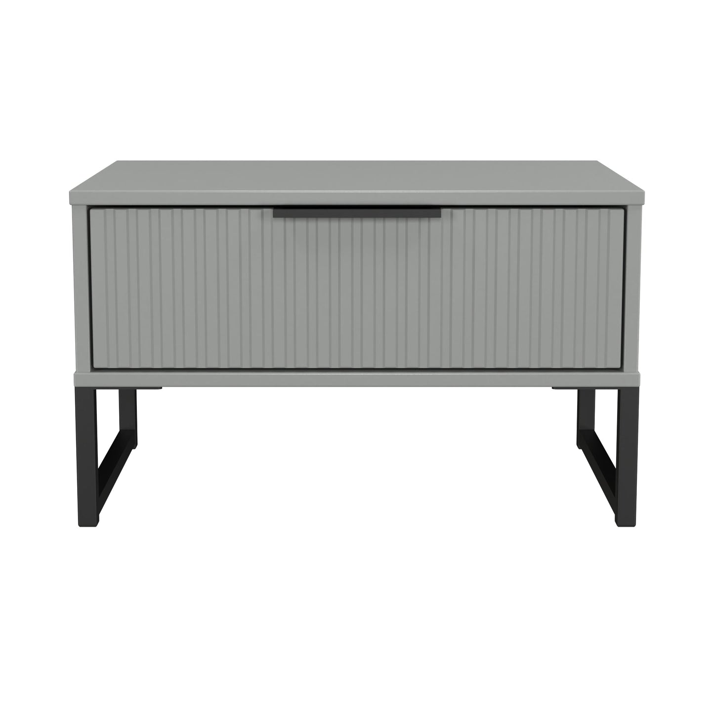 Fluted Side Table Grey 1 Drawer 58cm