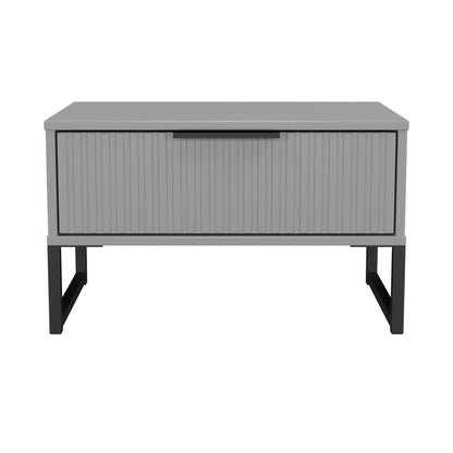 Fluted Side Table Grey 1 Drawer 58cm
