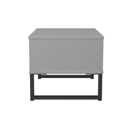 Fluted Side Table Grey 1 Drawer 58cm