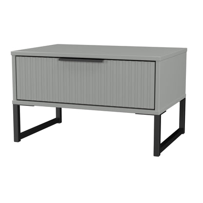 Fluted Side Table Grey 1 Drawer 58cm