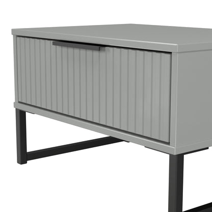 Fluted Side Table Grey 1 Drawer 58cm