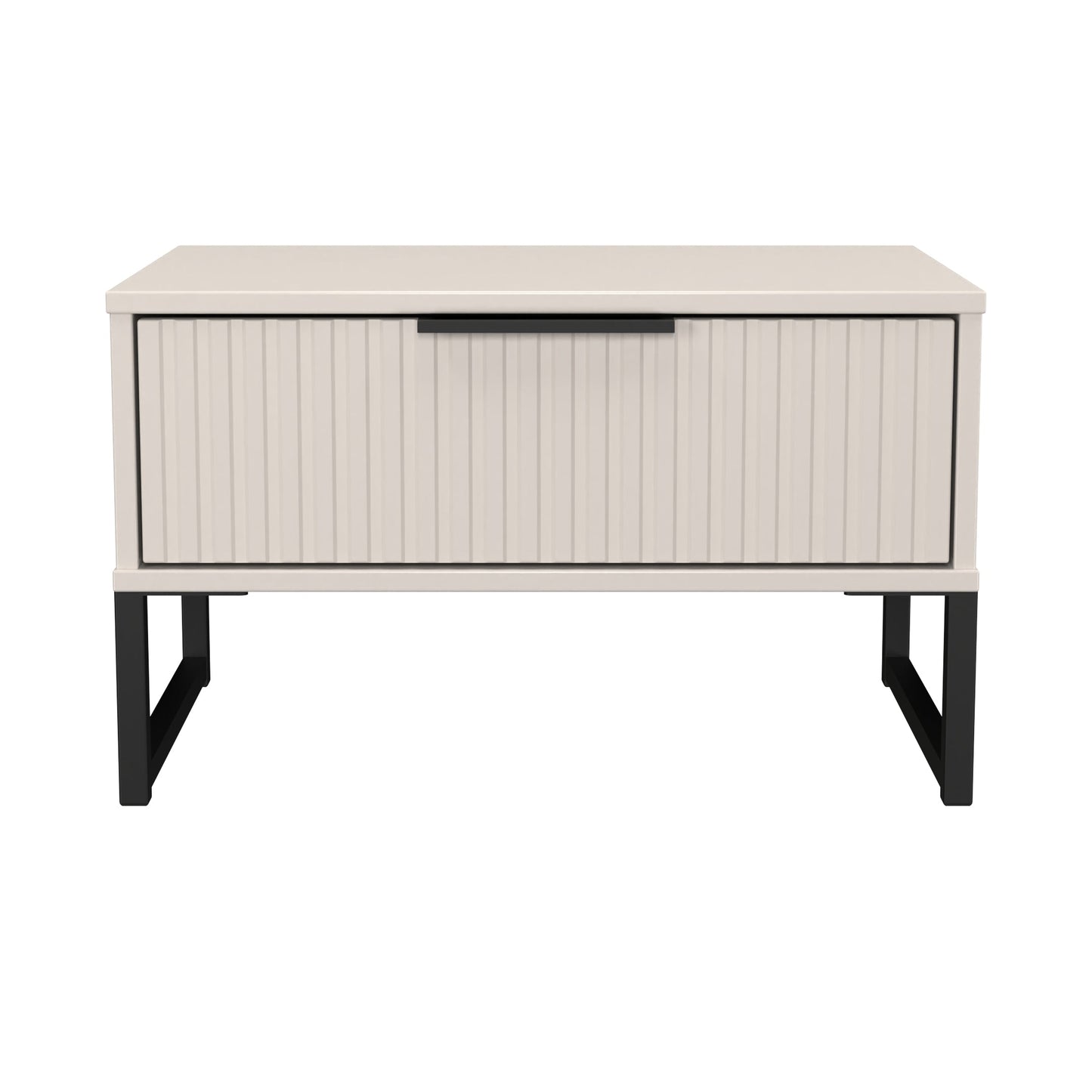 Fluted Side Table Off-White 1 Drawer 58cm