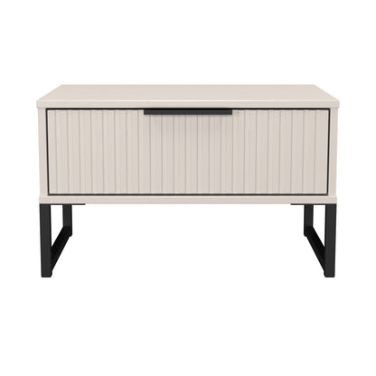 Fluted Side Table Off-White 1 Drawer 58cm