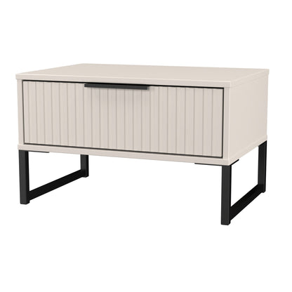 Fluted Side Table Off-White 1 Drawer 58cm