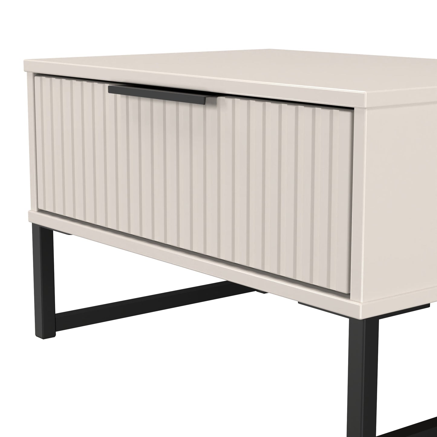 Fluted Side Table Off-White 1 Drawer 58cm