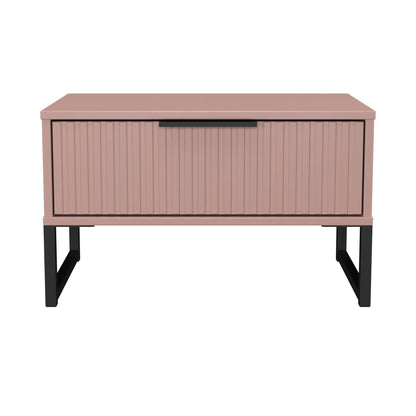 Fluted Side Table Pink 1 Drawer 58cm