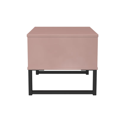 Fluted Side Table Pink 1 Drawer 58cm