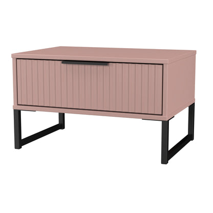 Fluted Side Table Pink 1 Drawer 58cm