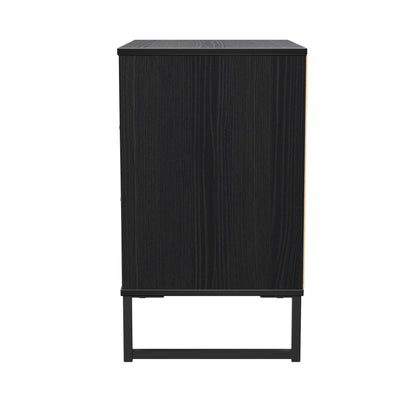 Fluted Chest of Drawers Black 3 Drawers 76cm