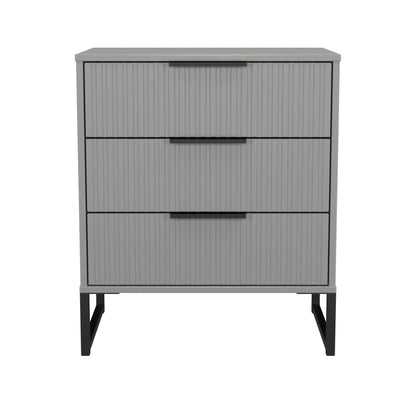 Fluted Chest of Drawers Grey 3 Drawers 76cm