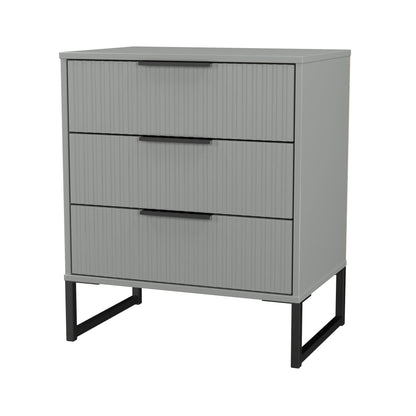 Fluted Chest of Drawers Grey 3 Drawers 76cm