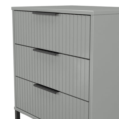 Fluted Chest of Drawers Grey 3 Drawers 76cm