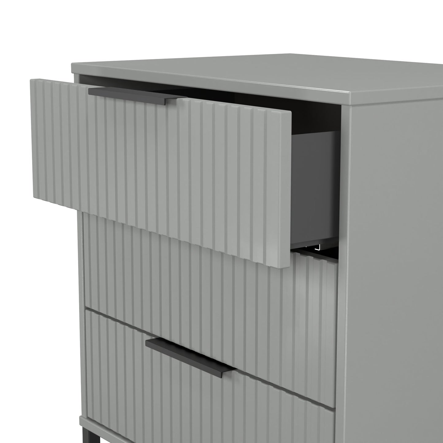 Fluted Chest of Drawers Grey 3 Drawers 76cm