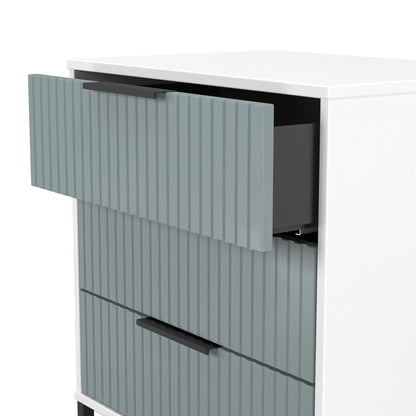 Fluted Chest of Drawers Teal & White 3 Drawers 76cm