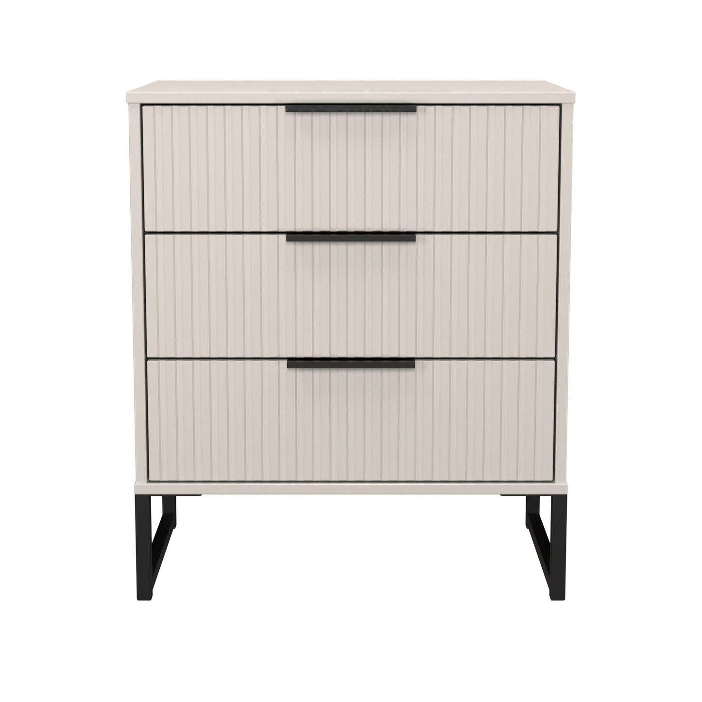 Fluted Chest of Drawers Off-White 3 Drawers 76cm