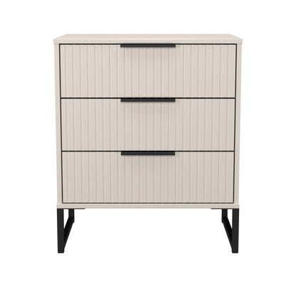Fluted Chest of Drawers Off-White 3 Drawers 76cm