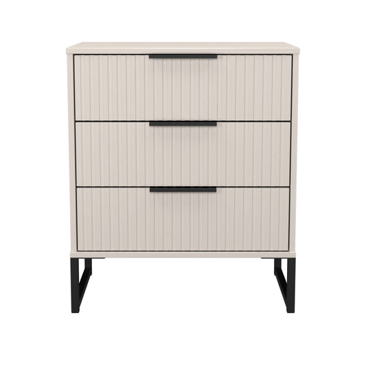 Fluted Chest of Drawers Off-White 3 Drawers 76cm