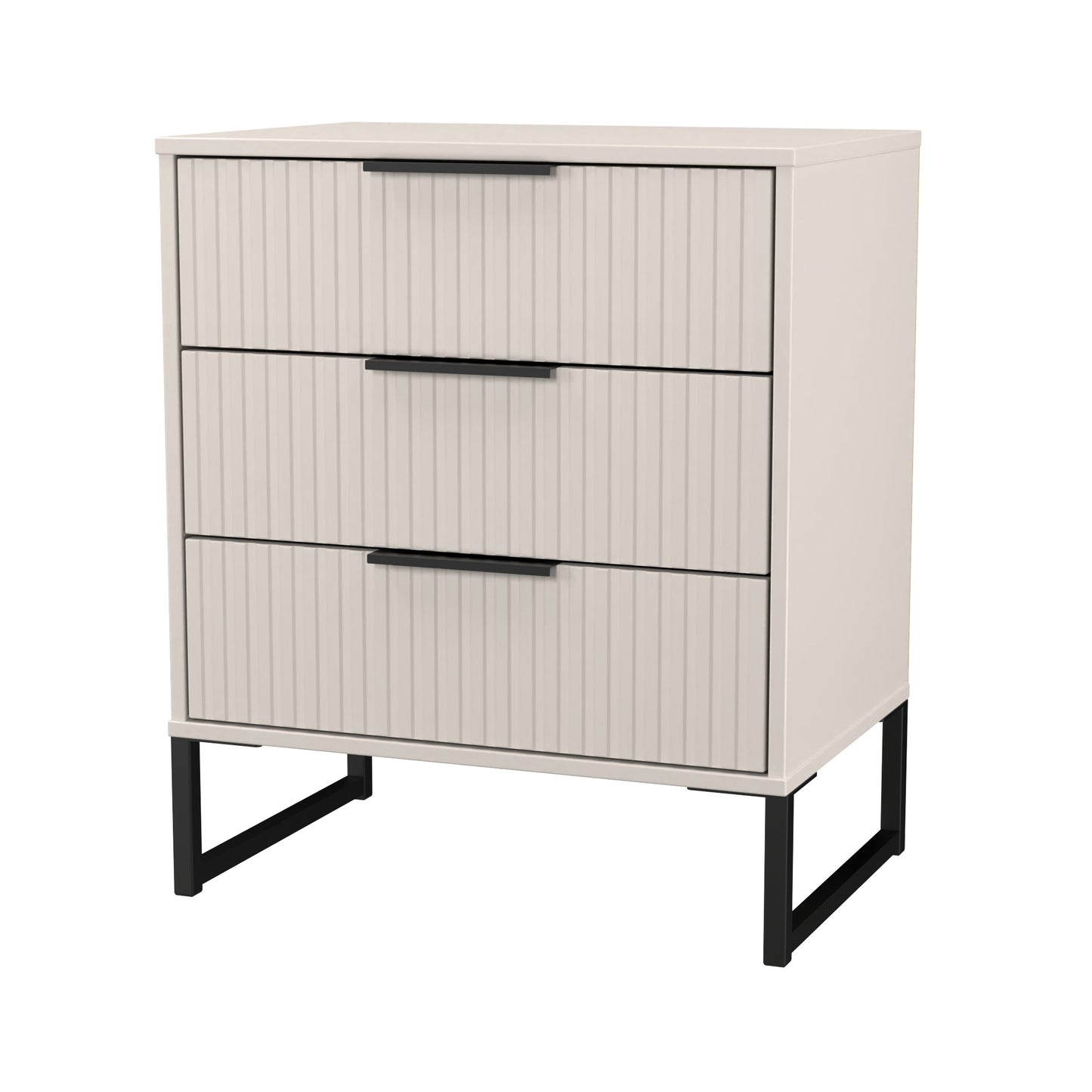 Fluted Chest of Drawers Off-White 3 Drawers 76cm