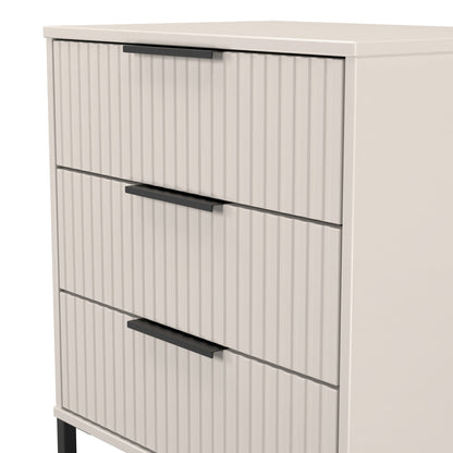 Fluted Chest of Drawers Off-White 3 Drawers 76cm