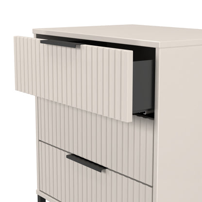 Fluted Chest of Drawers Off-White 3 Drawers 76cm
