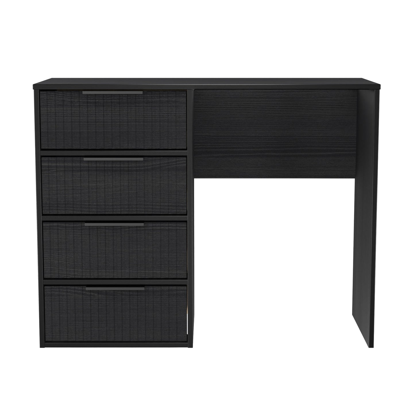 Fluted Desk Black 4 Drawers 97cm