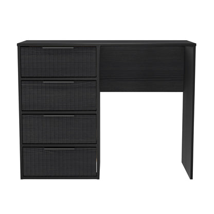 Fluted Desk Black 4 Drawers 97cm