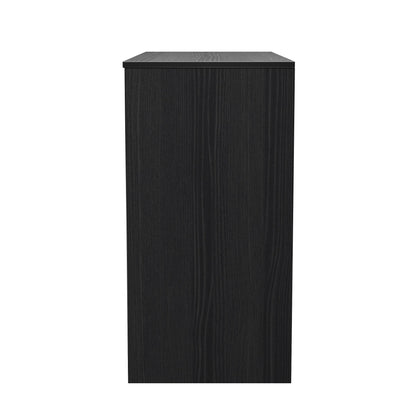 Fluted Desk Black 4 Drawers 97cm