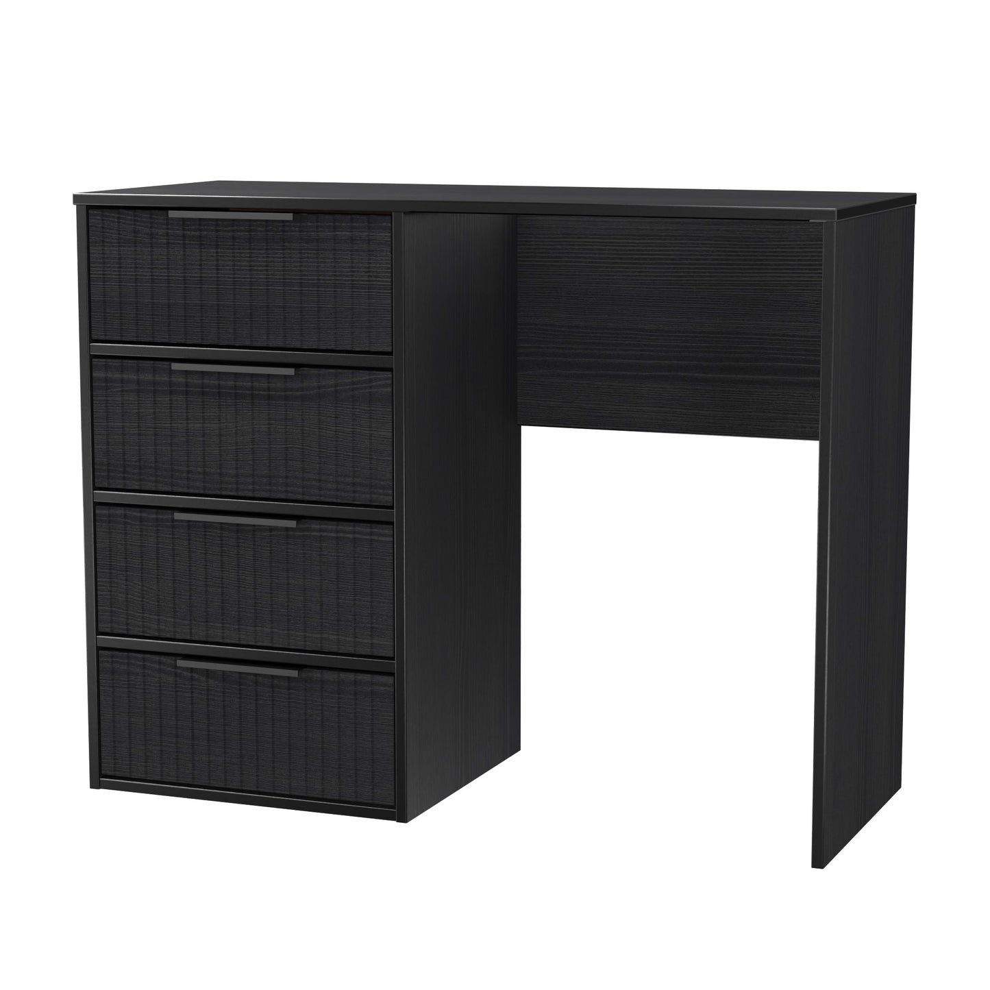 Fluted Desk Black 4 Drawers 97cm