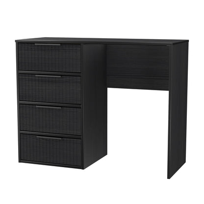 Fluted Desk Black 4 Drawers 97cm