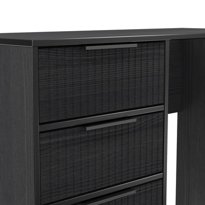 Fluted Desk Black 4 Drawers 97cm