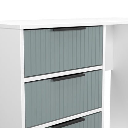 Fluted Desk Teal & White 4 Drawers 97cm