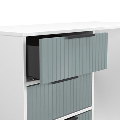 Fluted Desk Teal & White 4 Drawers 97cm