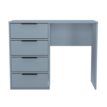 Fluted Desk Light Blue 4 Drawers 97cm