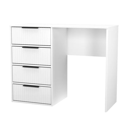 Fluted Desk White 4 Drawers 97cm