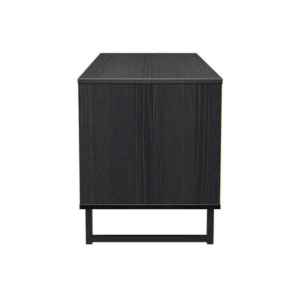 Fluted Large Chest of Drawers Black 4 Drawers 115cm