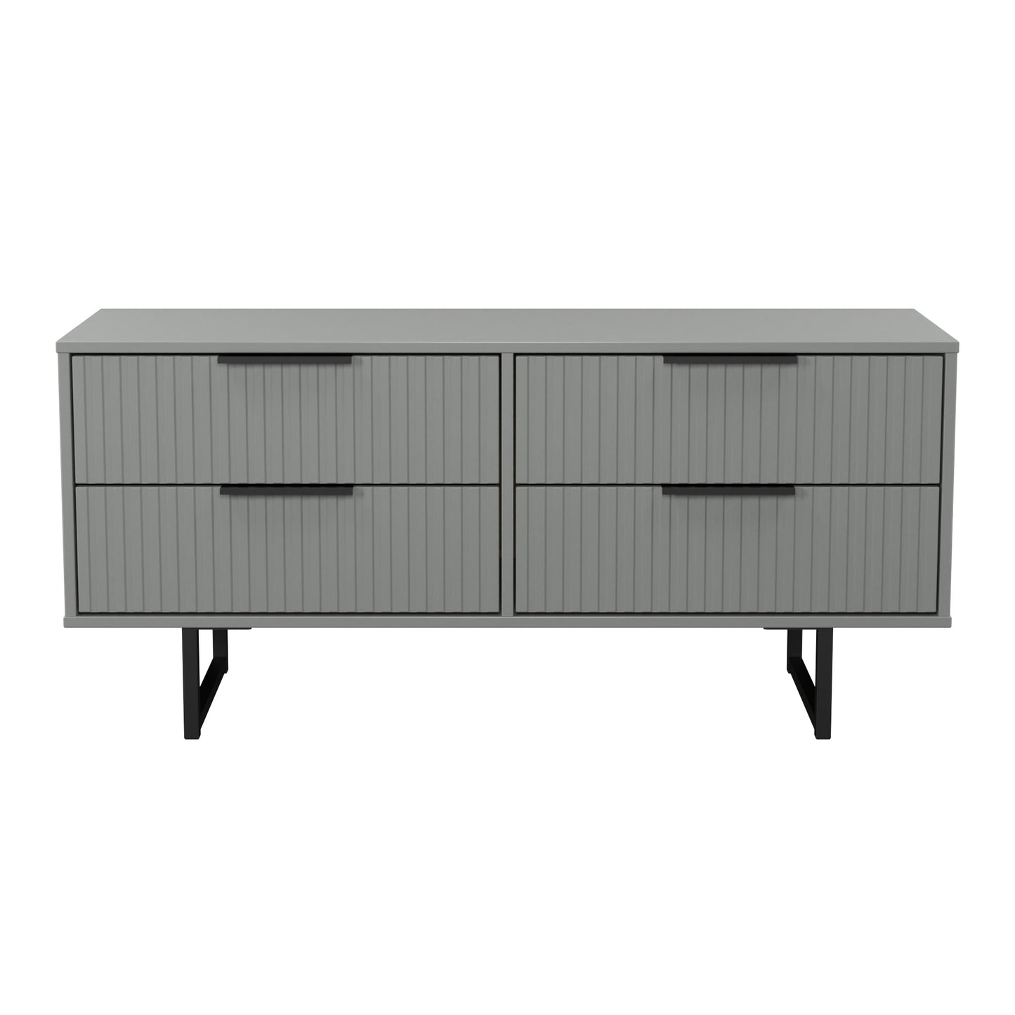 Fluted Large Chest of Drawers Grey 4 Drawers 115cm