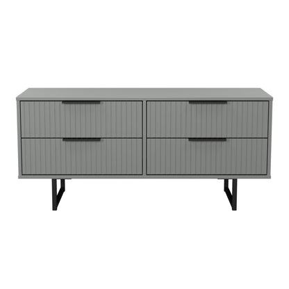 Fluted Large Chest of Drawers Grey 4 Drawers 115cm