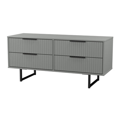 Fluted Large Chest of Drawers Grey 4 Drawers 115cm