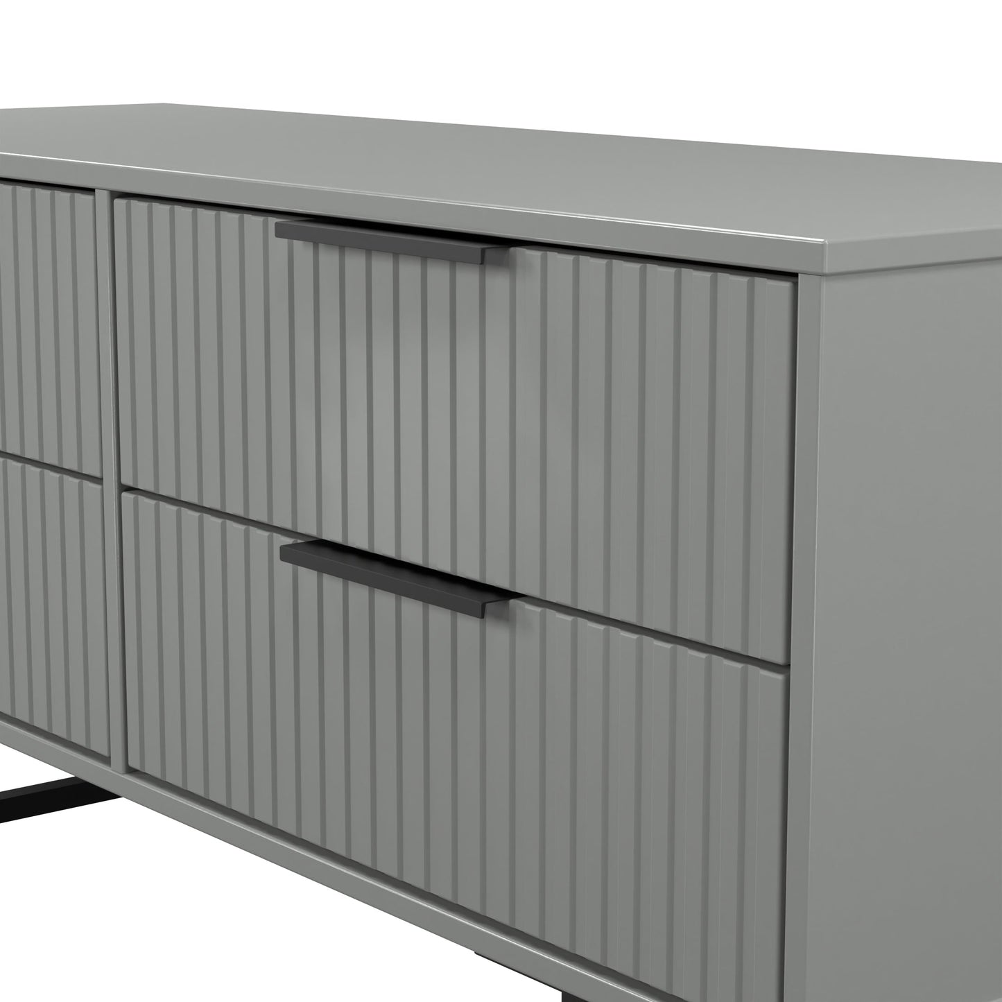 Fluted Large Chest of Drawers Grey 4 Drawers 115cm