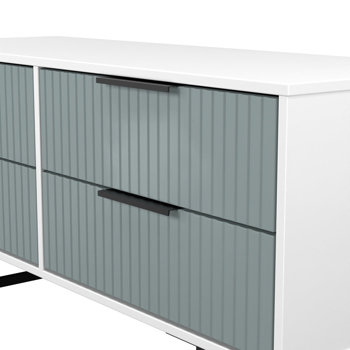 Fluted Large Chest of Drawers Teal & White 4 Drawers 115cm